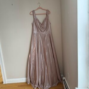 Fiesta Fashion Rose Gold Sparkle Full Length Dress Size 3X